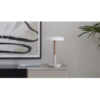 Interliving Leuchten Serie 9351 - Tischlampe warmgraues & kaffeefarbenes Metall - Höhe ca. 35 cm