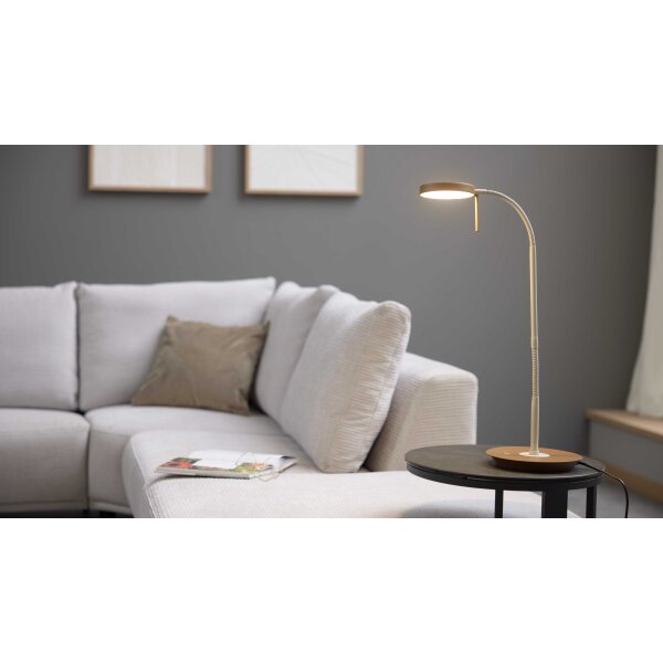 Interliving Leuchten Serie 9352 - Tischlampe, auch als Schreibtischleuchte warmgraues & kaffeefarbenes Metall - Höhe ca. 57 cm