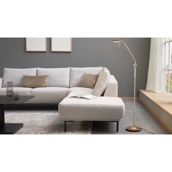 Interliving Leuchten Serie 9352 - Stehlampe mit Flexarm warmgraues & kaffeefarbenes Metall - Höhe ca. 145 cm
