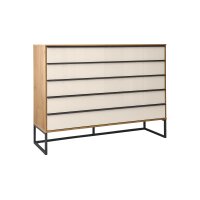 Interliving Kleiderschrank Serie 1205 – Schubladenkommode Weiß & Eiche Bianco – fünf Schubladen, Breite ca. 80 cm