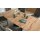 Interliving Esszimmer Serie 5119 - Essgruppe helle Eiche rustico, anthrazitfarbenes Metall & olivfarbener Webstoff