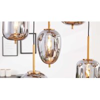 Interliving Leuchten Serie 9334 - Hängeleuchte Rauchglas & schwarzes Metall – Länge ca. 102 cm
