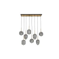 Interliving Leuchten Serie 9334 - Hängeleuchte Rauchglas & schwarzes Metall – Länge ca. 102 cm