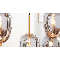 Interliving Leuchten Serie 9334 - Hängeleuchte Rauchglas & schwarzes Metall – Länge ca. 102 cm