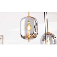 Interliving Leuchten Serie 9334 - Hängeleuchte Rauchglas & schwarzes Metall – Länge ca. 102 cm