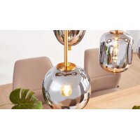 Interliving Leuchten Serie 9334 - Hängeleuchte Rauchglas & schwarzes Metall – Länge ca. 102 cm