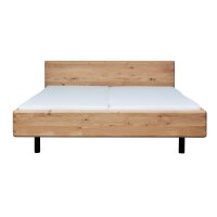 Interliving Schlafzimmer Serie 1015 – Massivholz-Bettgestell mit Nachtkonsolen Wildeiche & Siena – Liegefläche ca. 180 x 200 cm