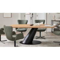 Interliving Esszimmer Serie 5121 – Essgruppe mit sechs Stühlen Charakter-Eiche, thymianfarbener Bouclé Alpine & schwarzes Metall – ca. 200 x 100 cm