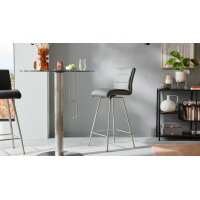 Interliving Esszimmer Serie 5122 – Bargruppe mit vier Stühlen graues Glas, Stoffbezüge & Edelstahl - fünfteilig