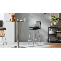 Interliving Esszimmer Serie 5122 – Bargruppe mit vier Stühlen graues Glas, Stoffbezüge & Edelstahl - fünfteilig