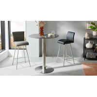 Interliving Esszimmer Serie 5122 – Bargruppe mit vier Stühlen graues Glas, Stoffbezüge & Edelstahl - fünfteilig