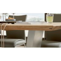 Interliving Esszimmer Serie 5122 – Essgruppe mit sechs Stühlen Wildeiche, fangofarbenes Kunstleder & Edelstahl