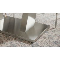 Interliving Esszimmer Serie 5122 – Essgruppe mit sechs Stühlen schwarzes Glas, fangofarbenes Kunstleder & Edelstahl