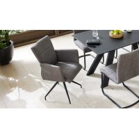 Interliving Esszimmer Serie 5122 – Essgruppen mit Schwingstühlen schwarzes Glas & Metall - ca. 160 x 90 cm
