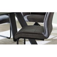 Interliving Esszimmer Serie 5122 – Essgruppen mit Schwingstühlen schwarzes Glas & Metall - ca. 160 x 90 cm