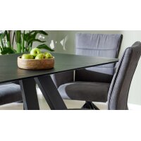 Interliving Esszimmer Serie 5122 – Essgruppen mit Schwingstühlen schwarzes Glas & Metall - ca. 160 x 90 cm
