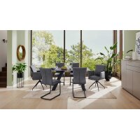 Interliving Esszimmer Serie 5122 – Essgruppen mit Schwingstühlen schwarzes Glas & Metall - ca. 160 x 90 cm