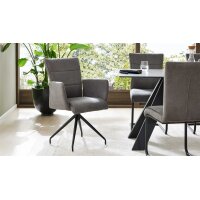 Interliving Esszimmer Serie 5122 – Essgruppen mit Schwingstühlen schwarzes Glas & Metall - ca. 160 x 90 cm