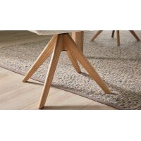 Interliving Esszimmer Serie 5102 – Essgruppe im Skandi-Style Eiche Bianco & leinenfarbener Jacquard Lodge L07 - siebenteilig