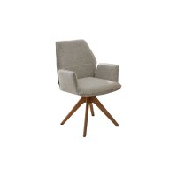 Interliving Esszimmer Serie 5102 – Essgruppe im Skandi-Style Eiche Bianco & leinenfarbener Jacquard Lodge L07 - siebenteilig