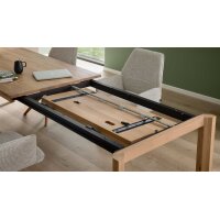 Interliving Esszimmer Serie 5102 – Essgruppe im Skandi-Style Eiche Bianco & leinenfarbener Jacquard Lodge L07 - siebenteilig