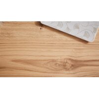 Interliving Esszimmer Serie 5604 - Essgruppe mit Schwingstühlen Eiche rustico, papyrusfarbener Bezug Hanoy & anthrazitfarbenes Metall