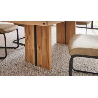 Interliving Esszimmer Serie 5604 - Essgruppe mit Schwingstühlen Eiche rustico, papyrusfarbener Bezug Hanoy & anthrazitfarbenes Metall