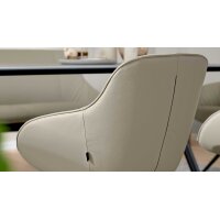 Interliving Esszimmer Serie 5115 - sechsteilige Essgruppe milchkaffeefarbenes Leder Tendens Latte, anthrazitfarbenes Metall & astige Eiche