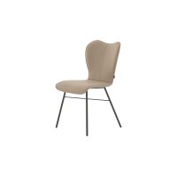 Interliving Esszimmer Serie 5115 - Essgruppe mit heller Polsterung beiger Webstoff Shout 05, mandelfarbener Bezug Gaucho 02, anthrazitfarbenes Metall & astige Eiche
