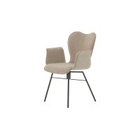 Interliving Esszimmer Serie 5115 - Essgruppe mit heller Polsterung beiger Webstoff Shout 05, mandelfarbener Bezug Gaucho 02, anthrazitfarbenes Metall & astige Eiche