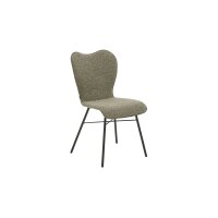 Interliving Esszimmer Serie 5115 - Essgruppe in warmen Tönen moosgrüner Webstoff Sneak 59, jadegrünes Leder LD7830, anthrazitfarbenes Metall & astige Eiche
