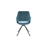 Interliving Esszimmer Serie 5112 - Essgruppe im Skandi-Look petrolfarbene Mikrofaser Dubai PY, anthrazitfarbenes Metall & goldbraune Halifax Eiche
