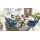 Interliving Esszimmer Serie 5112 - Essgruppe im Skandi-Look petrolfarbene Mikrofaser Dubai PY, anthrazitfarbenes Metall & goldbraune Halifax Eiche