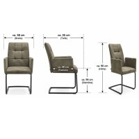 Interliving Esszimmer Serie 5104 – Essgruppe mit Ausziehtisch farngrüne Mikrofaser Fern, dunkelgraue Tischplatte Industrial & schwarzes Metall