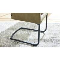 Interliving Esszimmer Serie 5104 – Essgruppe mit Ausziehtisch farngrüne Mikrofaser Fern, dunkelgraue Tischplatte Industrial & schwarzes Metall