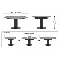 Interliving Esszimmer Serie 5104 – Essgruppe mit Ausziehtisch farngrüne Mikrofaser Fern, dunkelgraue Tischplatte Industrial & schwarzes Metall