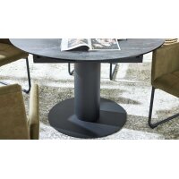 Interliving Esszimmer Serie 5104 – Essgruppe mit Ausziehtisch farngrüne Mikrofaser Fern, dunkelgraue Tischplatte Industrial & schwarzes Metall
