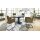 Interliving Esszimmer Serie 5104 – Essgruppe mit Ausziehtisch farngrüne Mikrofaser Fern, dunkelgraue Tischplatte Industrial & schwarzes Metall