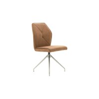 Interliving Esszimmer Serie 5104 – Essgruppe mit drehbaren Stühlen bernsteinfarbene Mikrofaser Amber, helle Wildeiche & Edelstahl