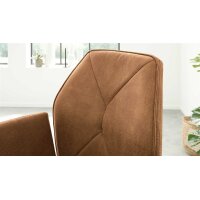 Interliving Esszimmer Serie 5104 – Essgruppe mit drehbaren Stühlen bernsteinfarbene Mikrofaser Amber, helle Wildeiche & Edelstahl