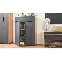 Interliving Garderobe Serie 6012 - Garderobenmöbel-Set anthrazitfarbener Mattlack & Asteiche