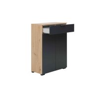 Interliving Garderobe Serie 6012 - Garderobenmöbel-Set anthrazitfarbener Mattlack & Asteiche