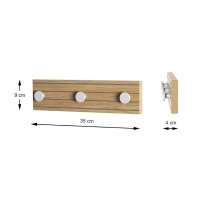 Wandgarderobe Eiche & Kaschmirfarben - 3 Haken, ca....