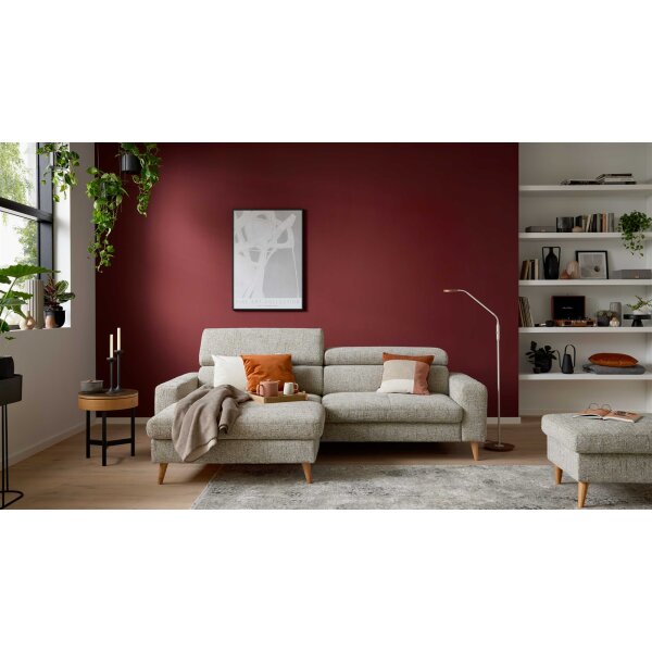 Interliving Sofa Serie 4420 - Ecksofa mit Holzfüßen grausilberner Bezug LRS 19 – Stellfläche ca. 178 x 256 cm