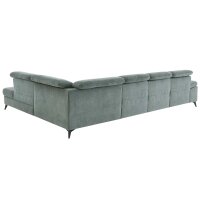 Modulmaster Serie MM-MP1206 - Ecksofa stahlfarbenes Flachgewebe Cyber & schwarze Metallfüße – Stellfläche ca. 353 x 255 cm