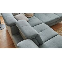 Modulmaster Serie MM-MP1206 - Ecksofa stahlfarbenes Flachgewebe Cyber & schwarze Metallfüße – Stellfläche ca. 353 x 255 cm