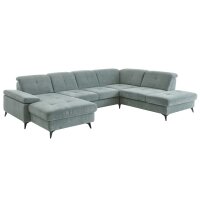 Modulmaster Serie MM-MP1206 - Ecksofa stahlfarbenes Flachgewebe Cyber & schwarze Metallfüße – Stellfläche ca. 353 x 255 cm
