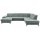 Modulmaster Serie MM-MP1206 - Ecksofa stahlfarbenes Flachgewebe Cyber & schwarze Metallfüße – Stellfläche ca. 353 x 255 cm
