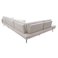 Interliving Sofa Serie 4304 – Wohnlandschaft ecrufarbener Bezug Macan & silberfarbener Bezug Vera – Stellfläche ca. 243 x 357 cm