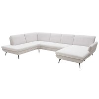 Interliving Sofa Serie 4304 – Wohnlandschaft ecrufarbener Bezug Macan & silberfarbener Bezug Vera – Stellfläche ca. 243 x 357 cm